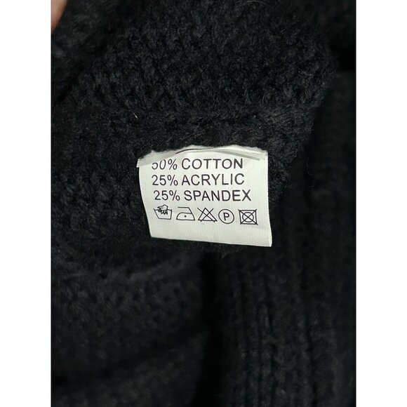 Anis.A Medium Black Knitted Embroidered Floral Sweater Coat Felt Flower Accents - Picture 6 of 9